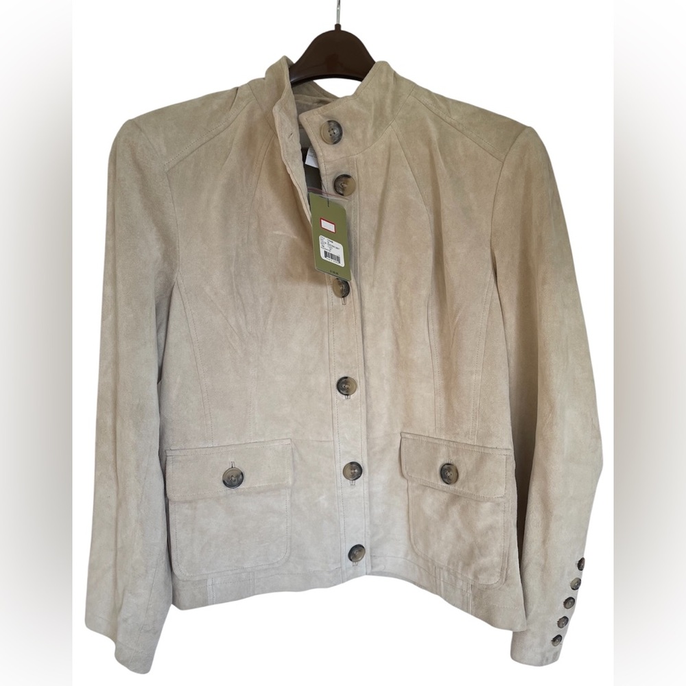Marshall Fields Suede Leather jacket New Tags Mandarin collar  Color Size 16